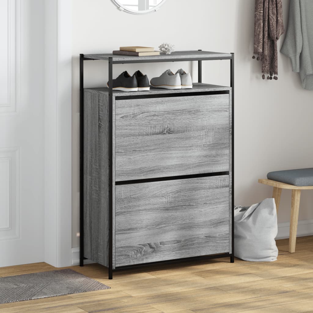 Schuhschrank 75X34X112 Cm Holzwerkstoff Grau Sonoma
