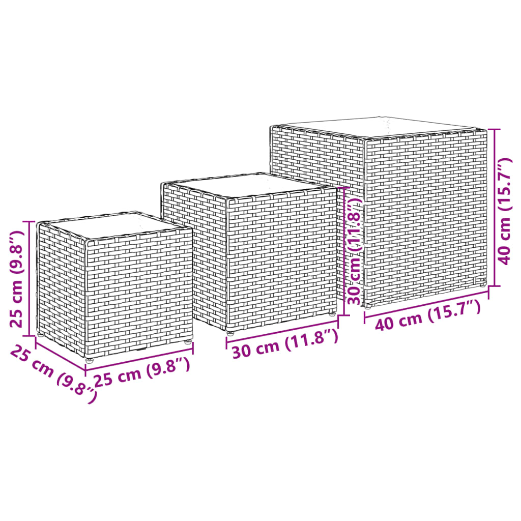 Pflanzkübel 3 Stk. Poly Rattan