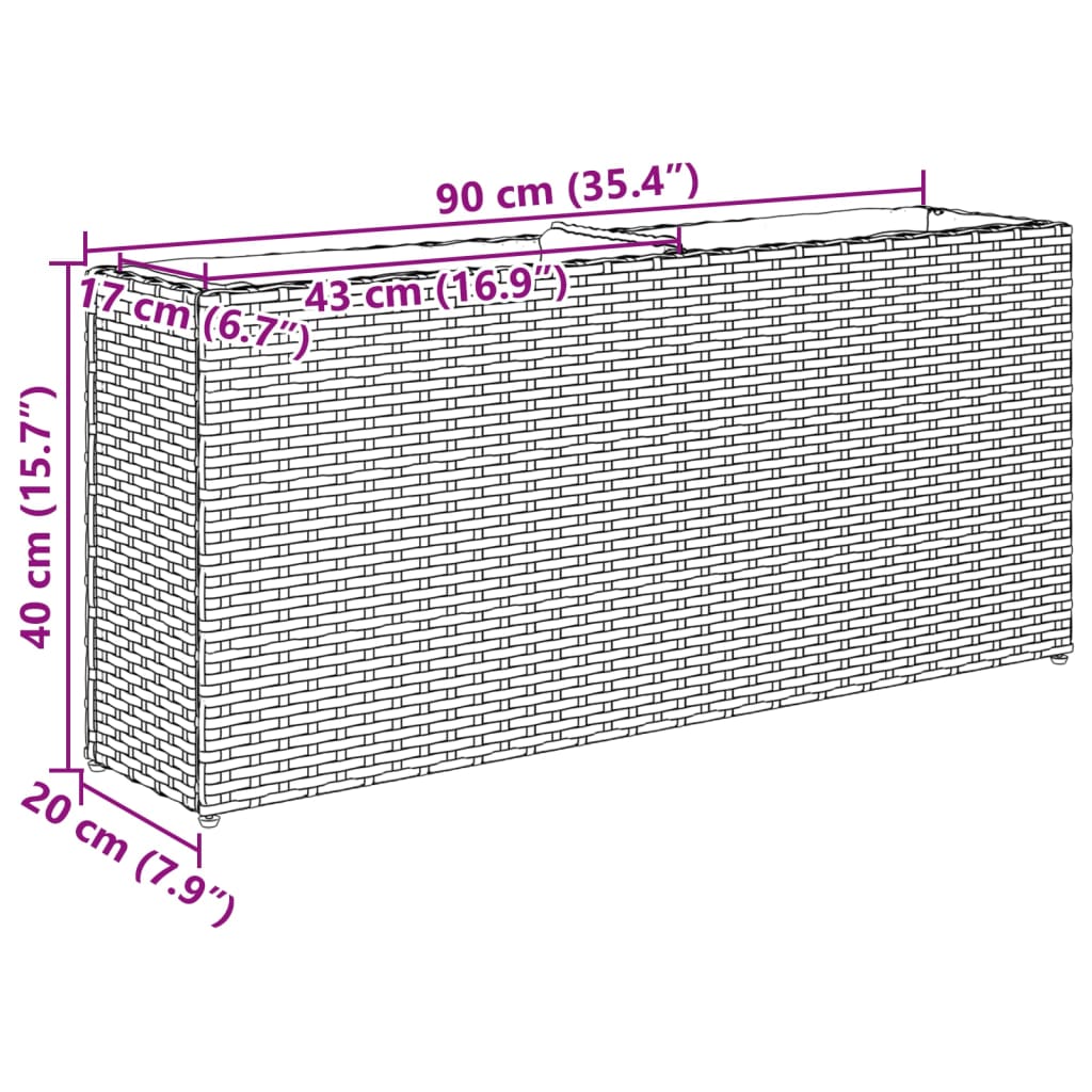 Hochbeet Mit 2 Fächern 90X20X40 Cm Poly Rattan