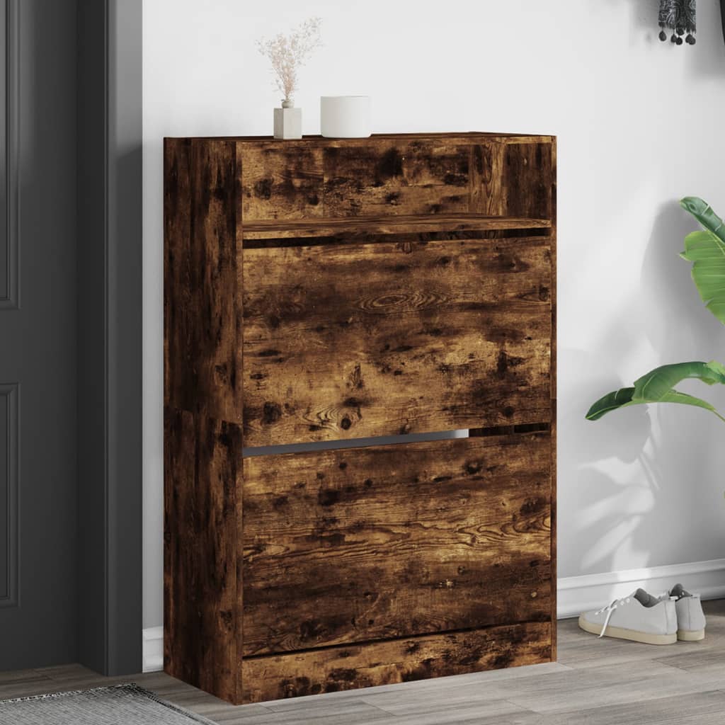 Schuhschrank 60X34X116 Cm Holzwerkstoff Räuchereiche