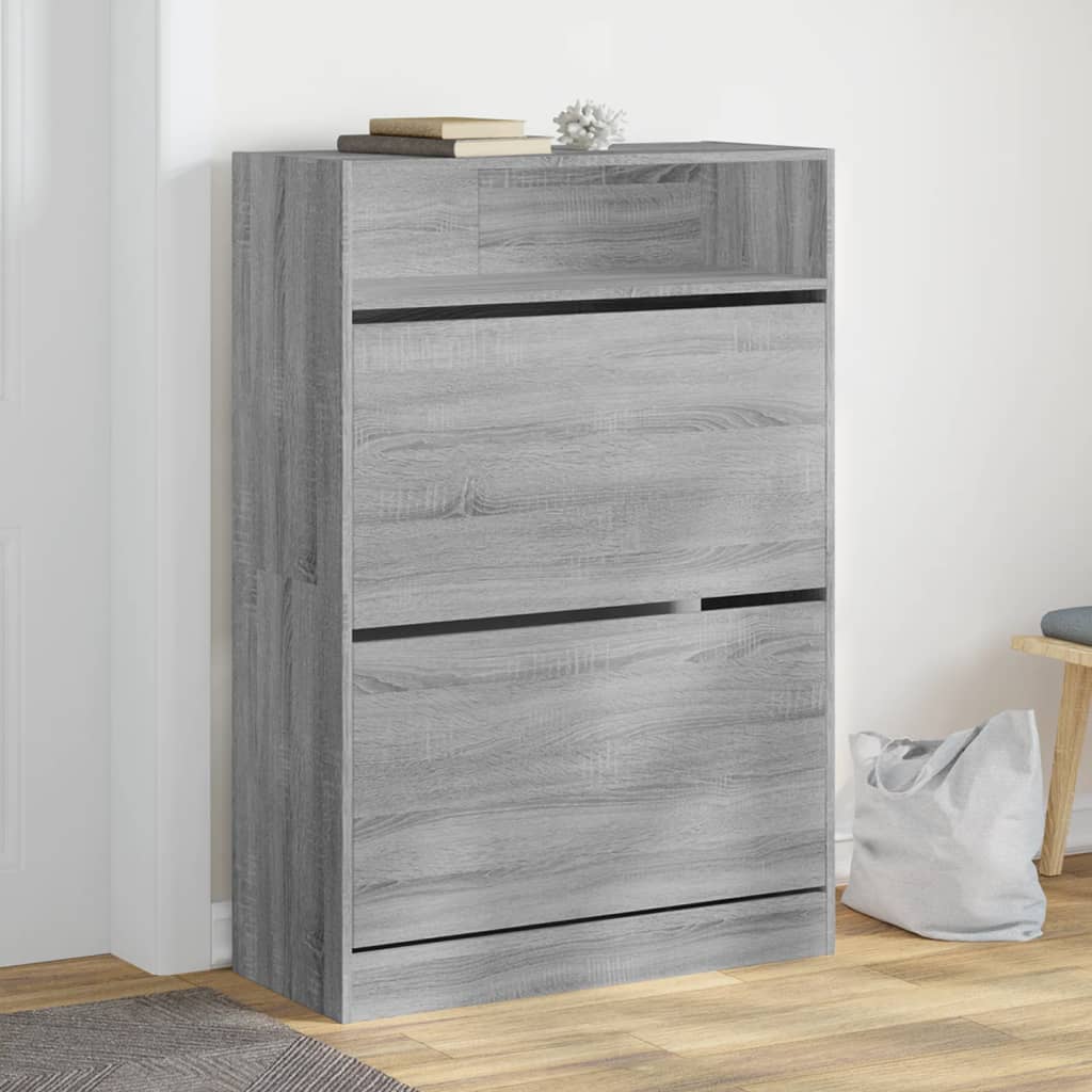 Schuhschrank 60X34X116 Cm Holzwerkstoff Grau Sonoma