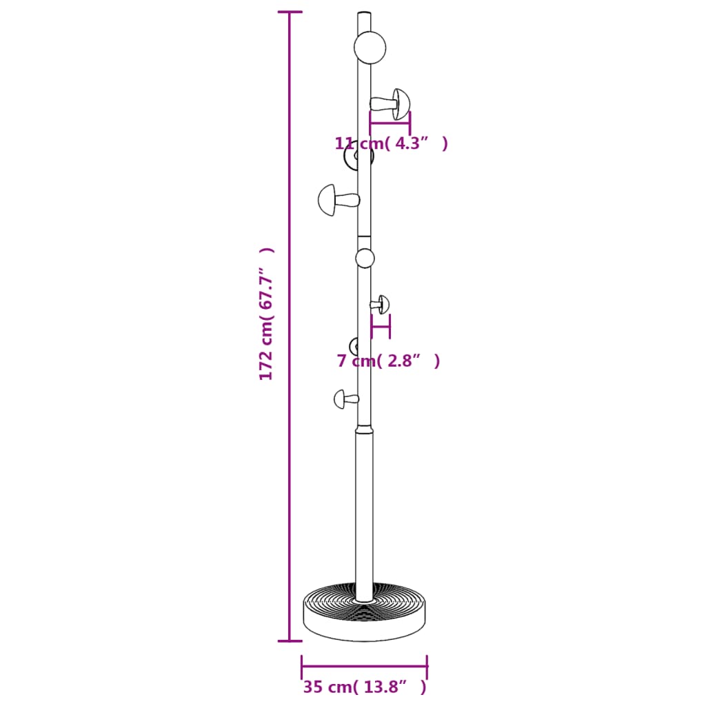 Garderobenständer 172 Cm Pulverbeschichtetes Eisen