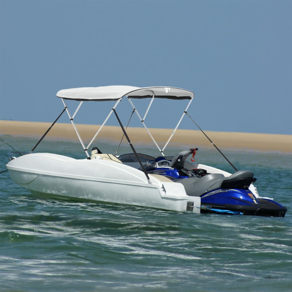 3-Bow Bimini-Top Mit Mesh-Seitenteilen Weiß Und Schwarz