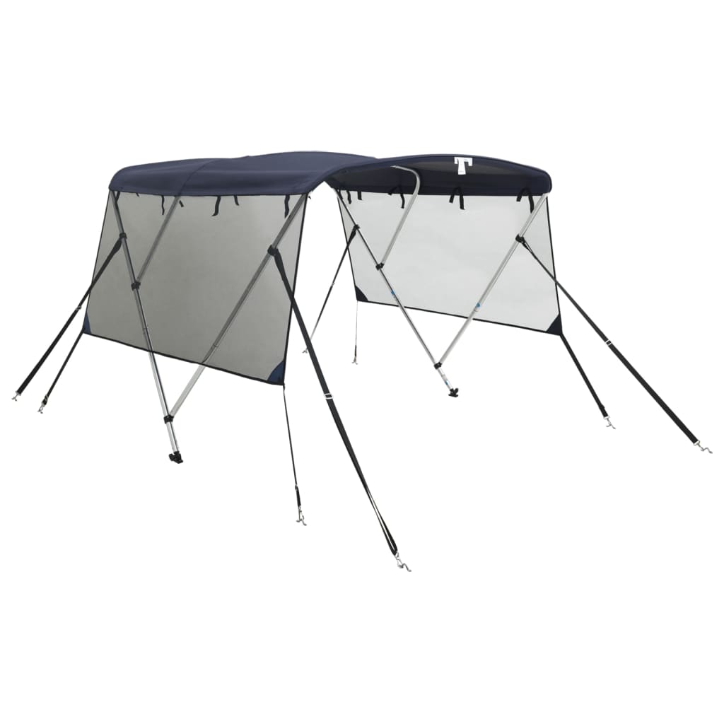 3-Bow Bimini-Top Mit Mesh-Seitenteilen Blau Und Schwarz