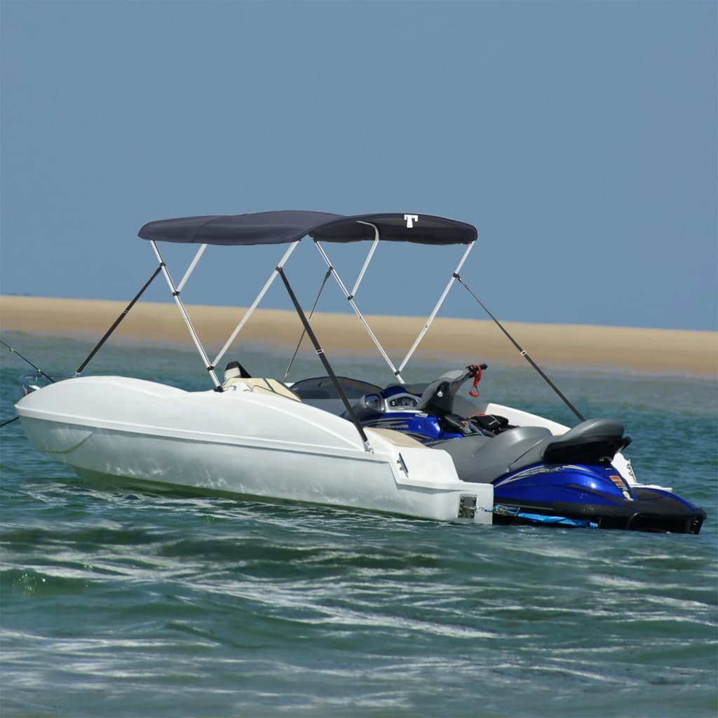 3-Bow Bimini-Top Mit Mesh-Seitenteilen Blau Und Schwarz