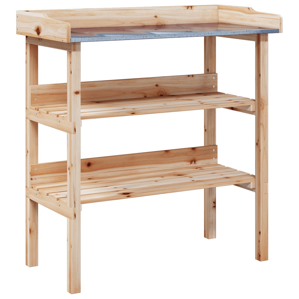 Pflanztisch Mit Ablagen 78X38X82,5 Cm Massivholz Tanne