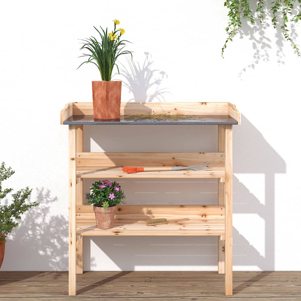 Pflanztisch Mit Ablagen 78X38X82,5 Cm Massivholz Tanne