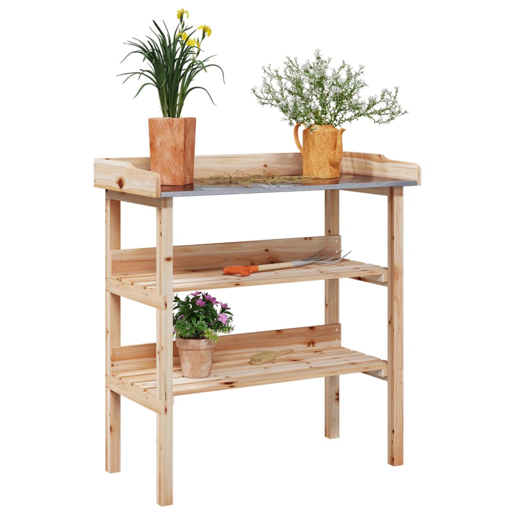 Pflanztisch Mit Ablagen 78X38X82,5 Cm Massivholz Tanne