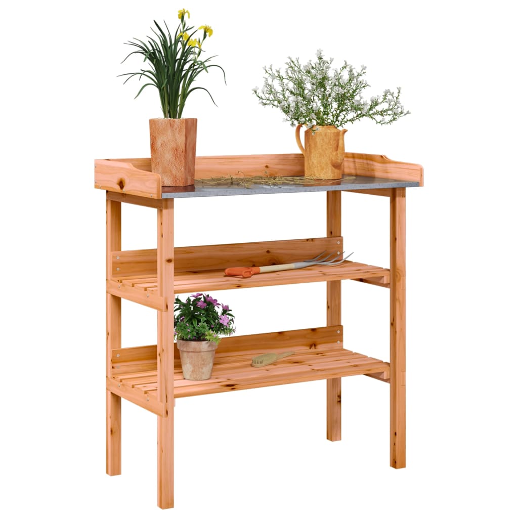 Pflanztisch Mit Ablagen 78X38X82,5 Cm Massivholz Tanne