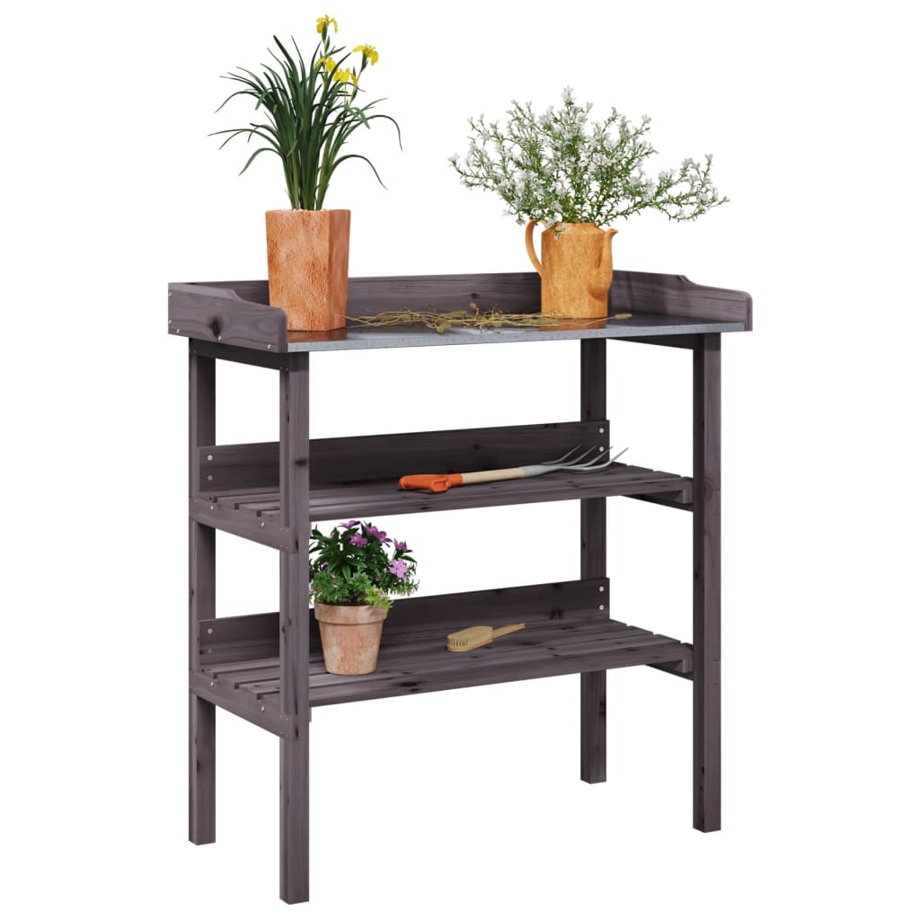 Pflanztisch Mit Ablagen 78X38X82,5 Cm Massivholz Tanne