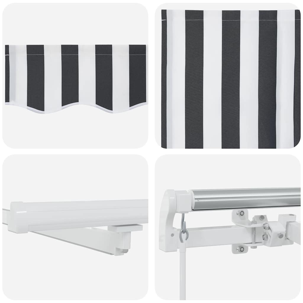 Markise Mit Led-Beleuchtung Manuell Anthrazit & Weiß Anthrazit Und Weiß