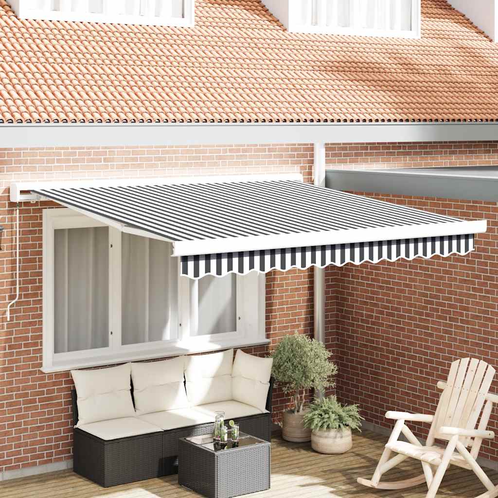 Markise Einziehbar Anthrazit & Weiß 3,5X2,5 M Stoff & Aluminium Anthrazit Und Weiß