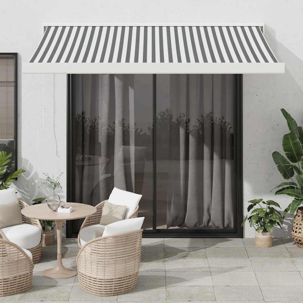 Markise Einziehbar Anthrazit & Weiß 3,5X2,5 M Stoff & Aluminium Anthrazit Und Weiß