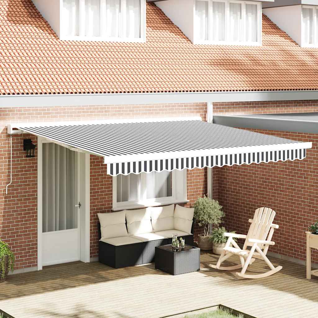 Markise Einziehbar Anthrazit & Weiß 3,5X2,5 M Stoff & Aluminium Anthrazit Und Weiß