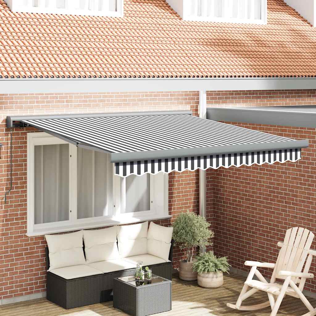 Markise Einziehbar Anthrazit & Weiß 3,5X2,5 M Stoff & Aluminium Anthrazit Und Weiß