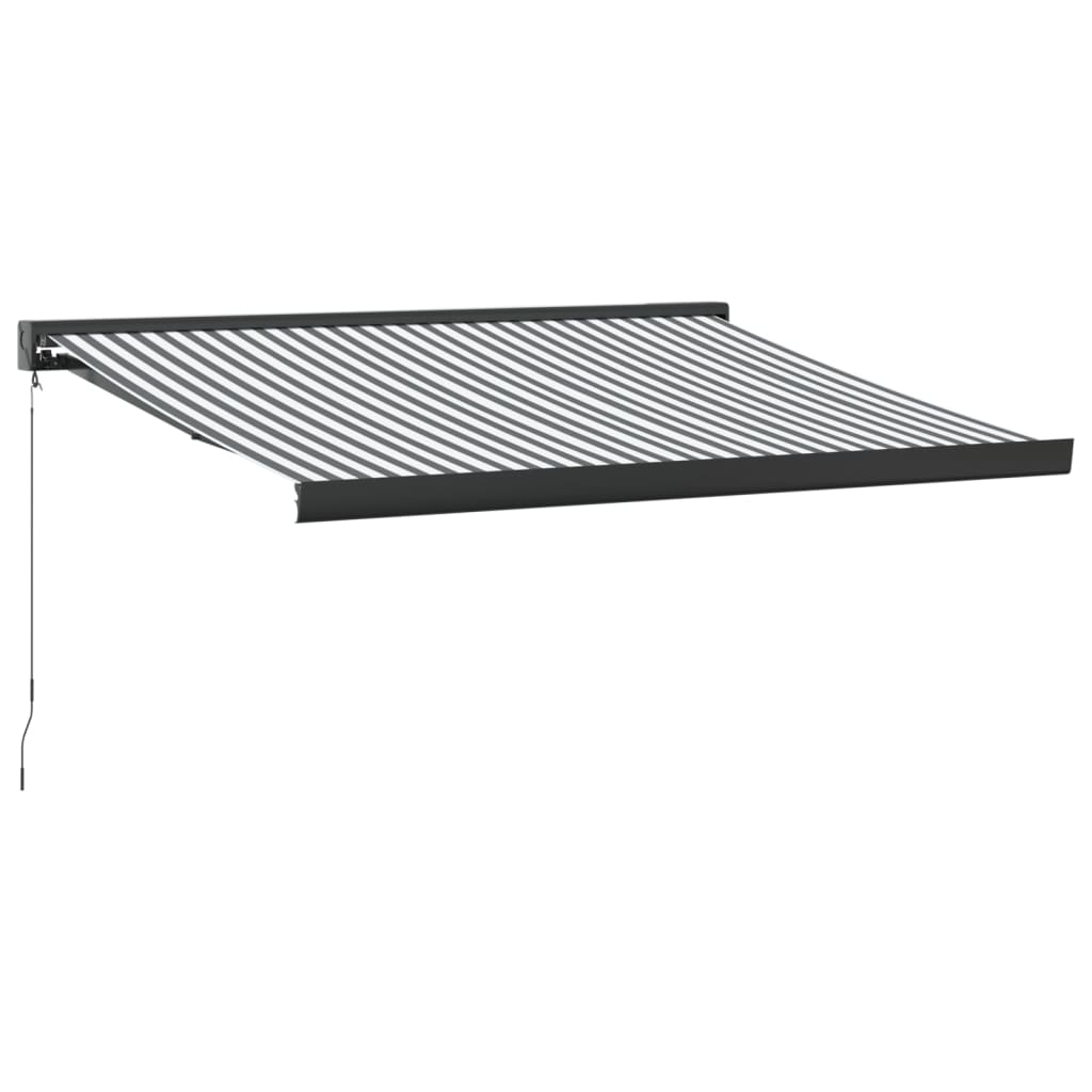 Markise Einziehbar Anthrazit & Weiß 3,5X2,5 M Stoff & Aluminium Anthrazit Und Weiß