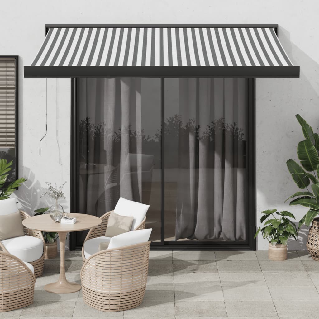 Markise Einziehbar Anthrazit & Weiß 3,5X2,5 M Stoff & Aluminium Anthrazit Und Weiß