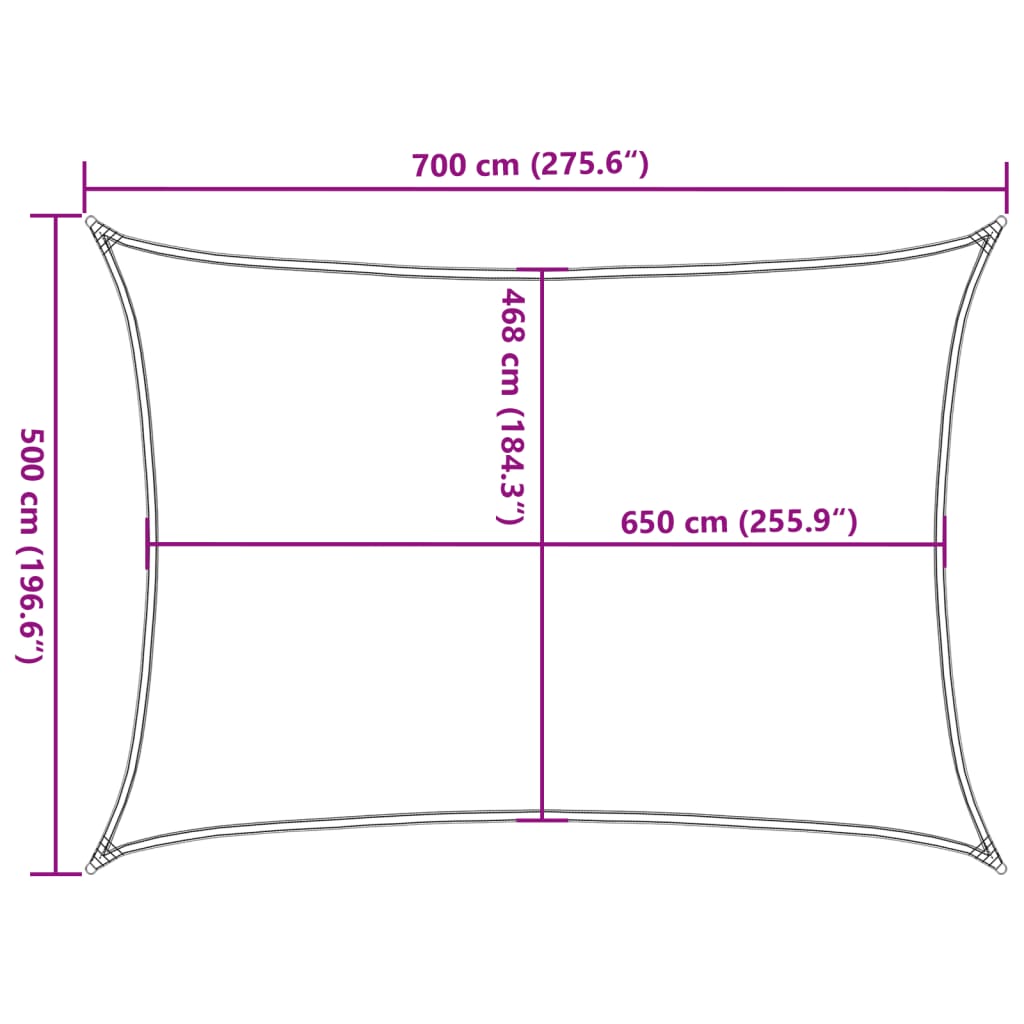 Sonnensegel 7X5 M 100% Polyester Oxford Hellgrau