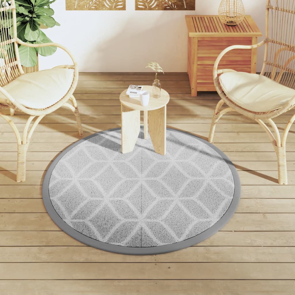 Outdoor-Teppich Arakil Grau Ø120 Cm Pp Grau Und Weiß