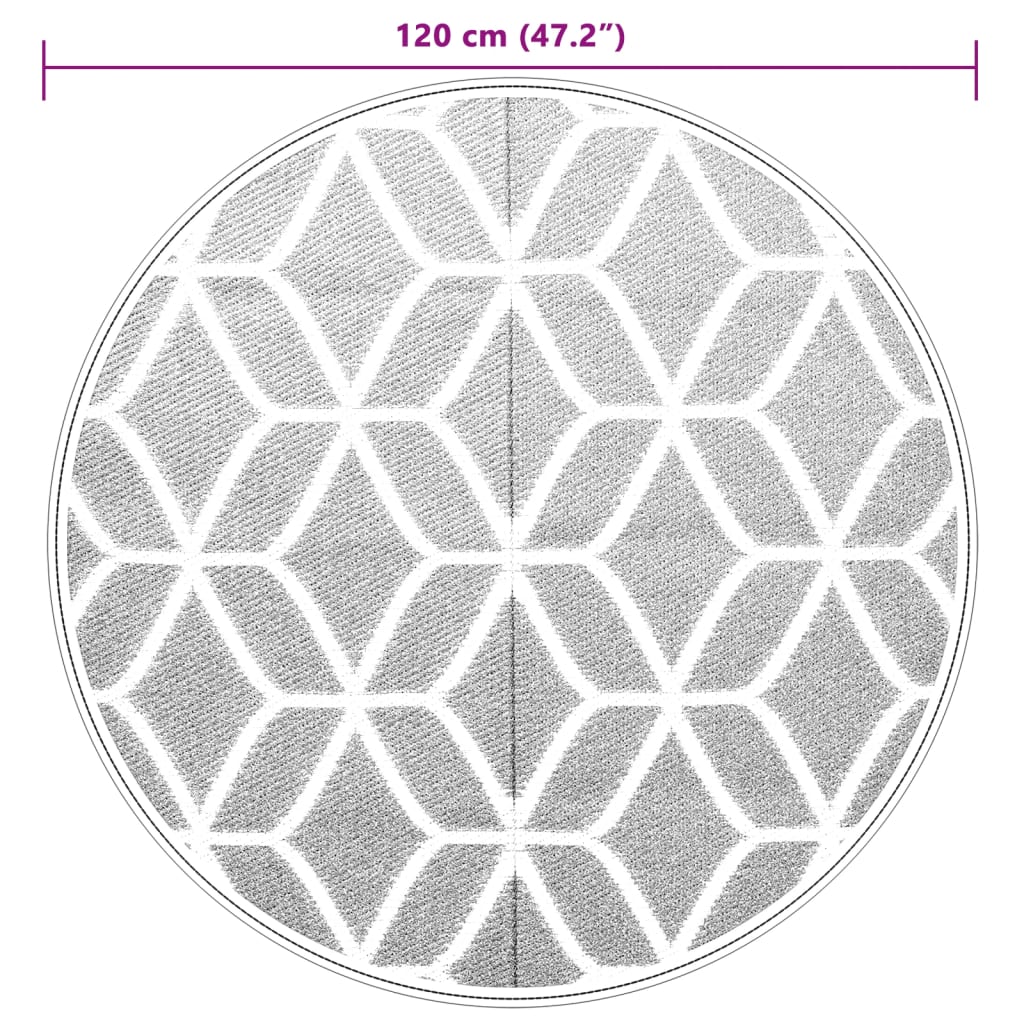 Outdoor-Teppich Arakil Grau Ø120 Cm Pp Grau Und Weiß