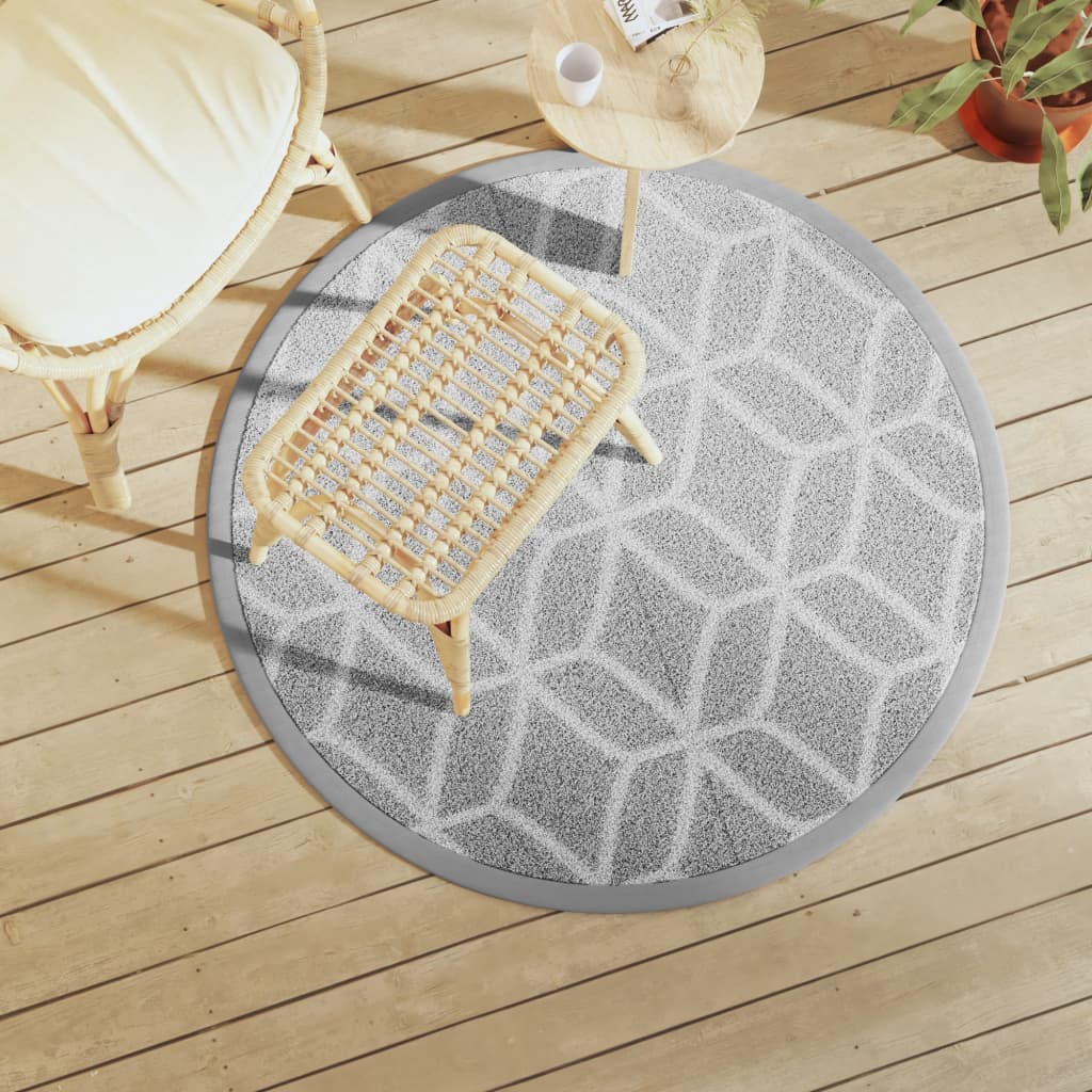 Outdoor-Teppich Arakil Grau Ø120 Cm Pp Grau Und Weiß