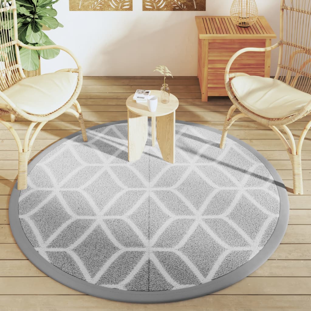 Outdoor-Teppich Arakil Grau Ø160 Cm Pp Grau Und Weiß
