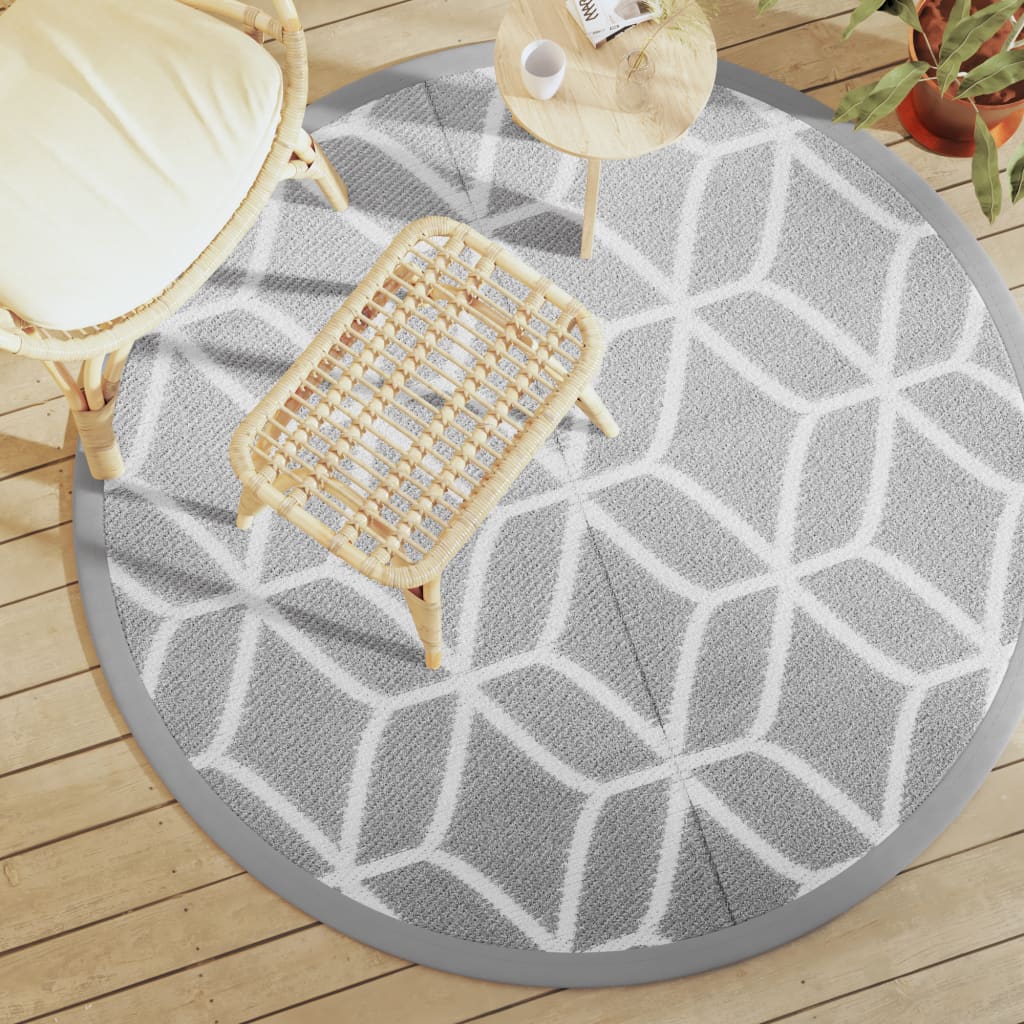 Outdoor-Teppich Arakil Grau Ø160 Cm Pp Grau Und Weiß