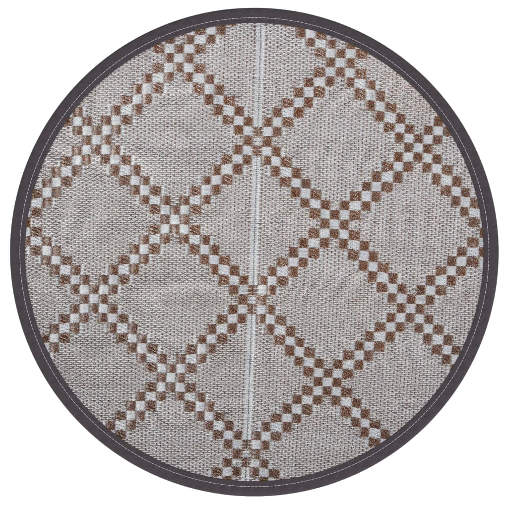Outdoor-Teppich Arakil Braun Ø120 Cm Pp Braun Und Weiß