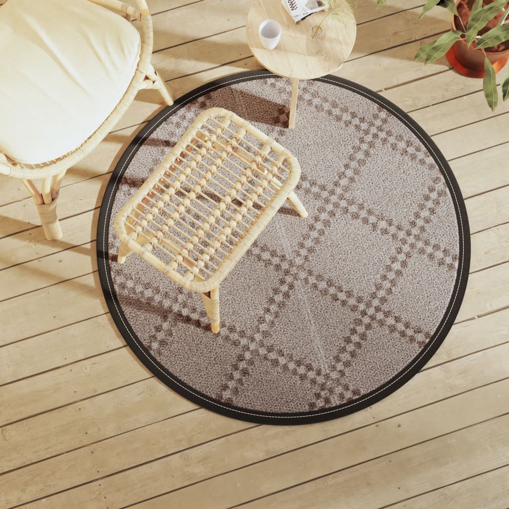 Outdoor-Teppich Arakil Braun Ø120 Cm Pp Braun Und Weiß