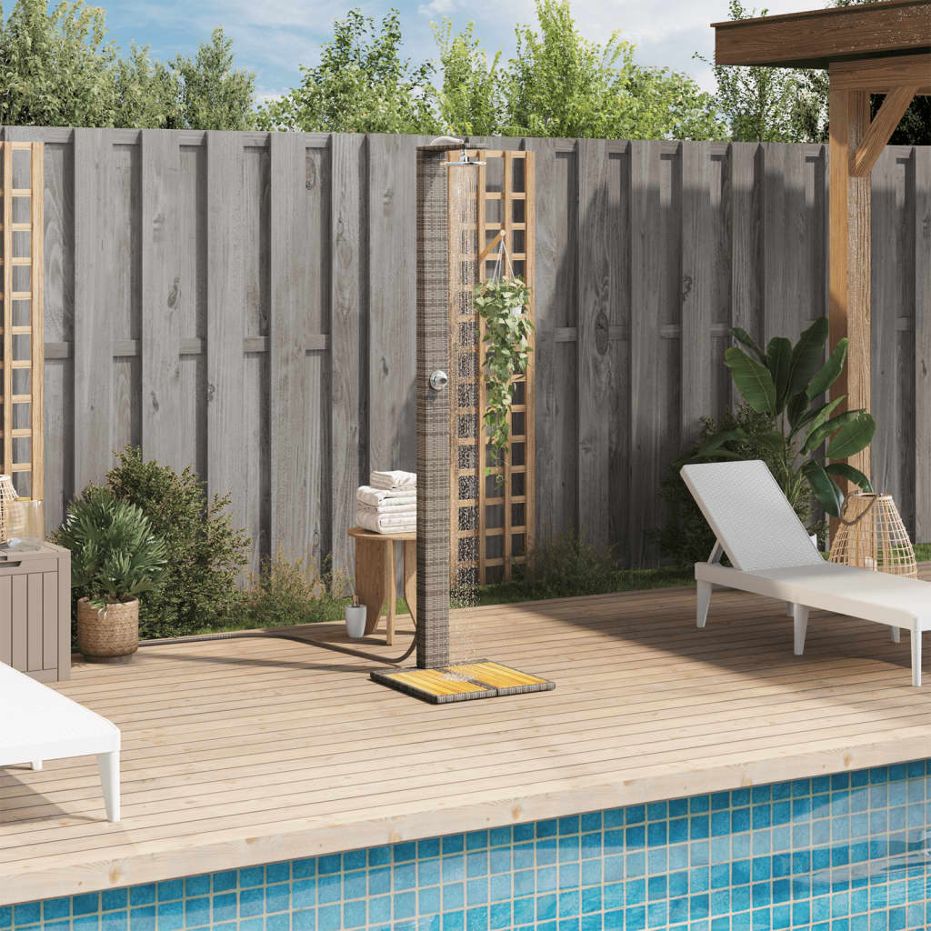 Gartendusche 50X55X224 Cm Poly Rattan Und Akazienholz