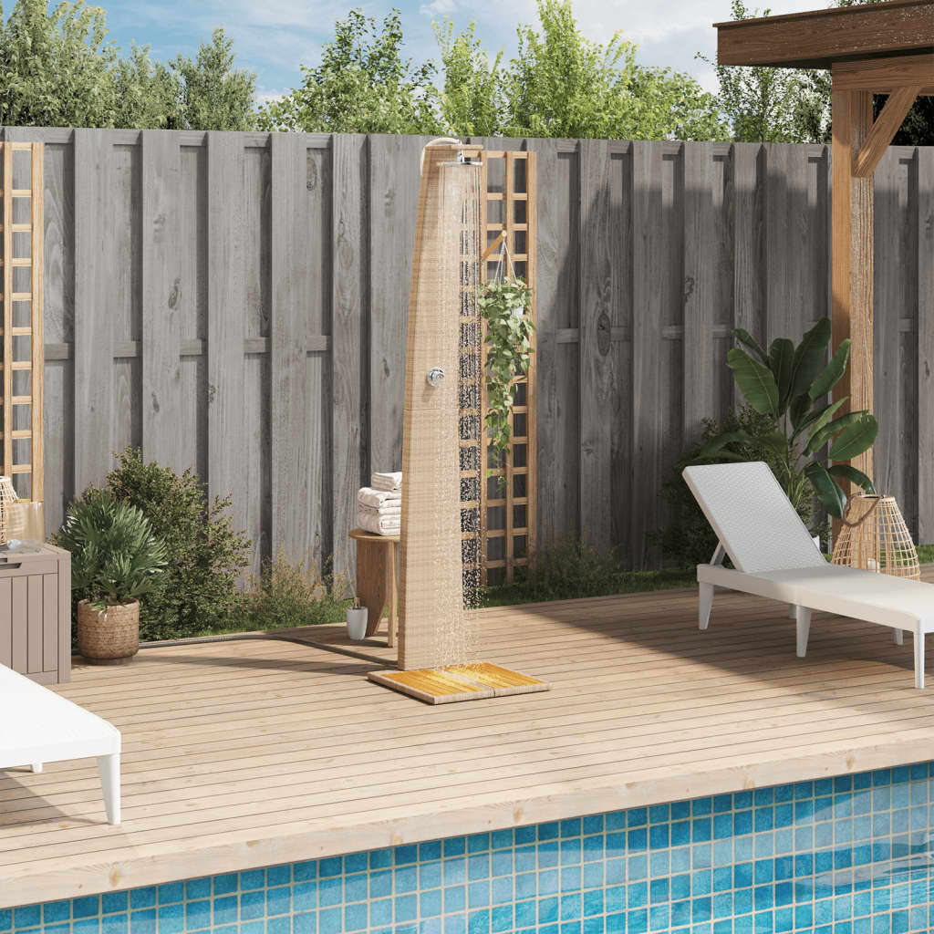 Gartendusche 55X60X224 Cm Poly Rattan Und Akazienholz