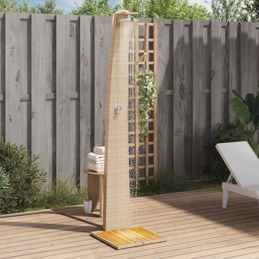 Gartendusche 55X60X224 Cm Poly Rattan Und Akazienholz