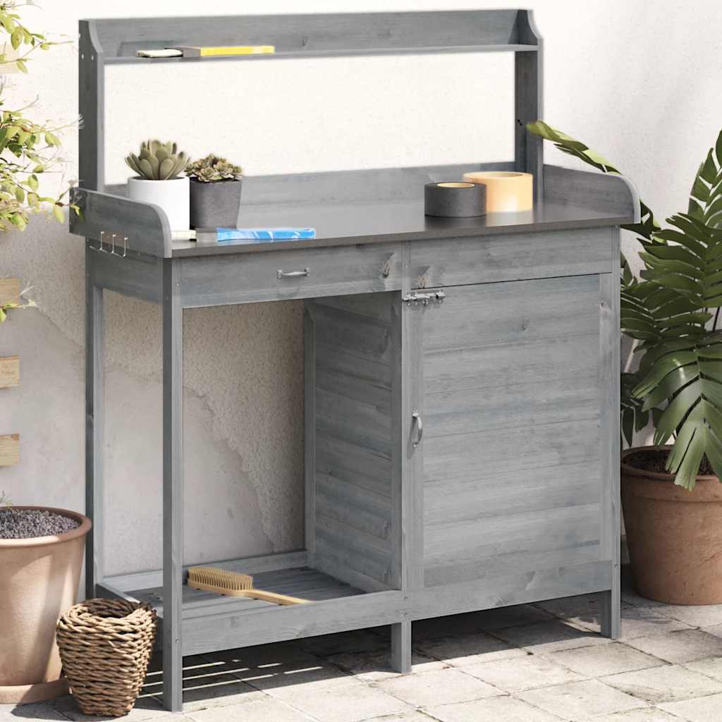 Pflanztisch Mit Schrank 110,5X45X124,5 Cm Massivholz Tanne