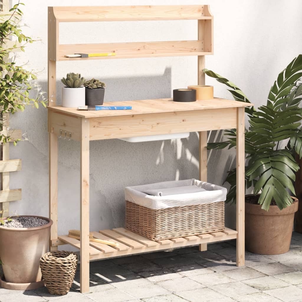 Pflanztisch Mit Waschbecken 147,5X44X139,5 Cm Massivholz Tanne