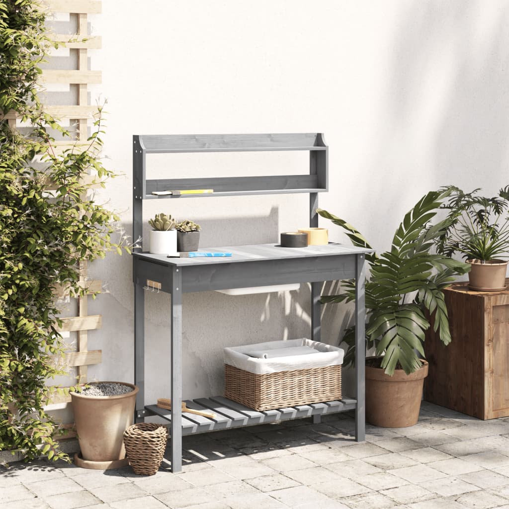 Pflanztisch Mit Waschbecken 147,5X44X139,5 Cm Massivholz Tanne