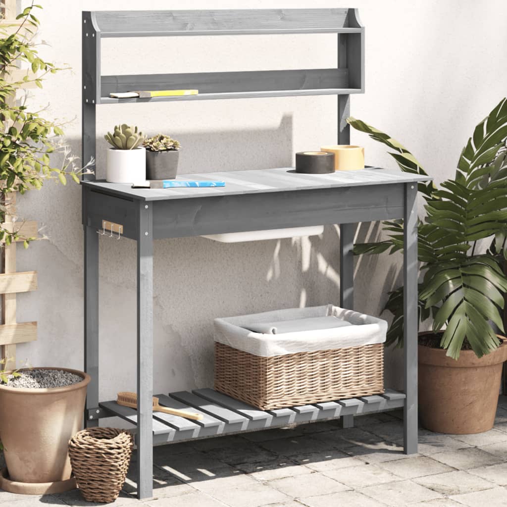 Pflanztisch Mit Waschbecken 147,5X44X139,5 Cm Massivholz Tanne