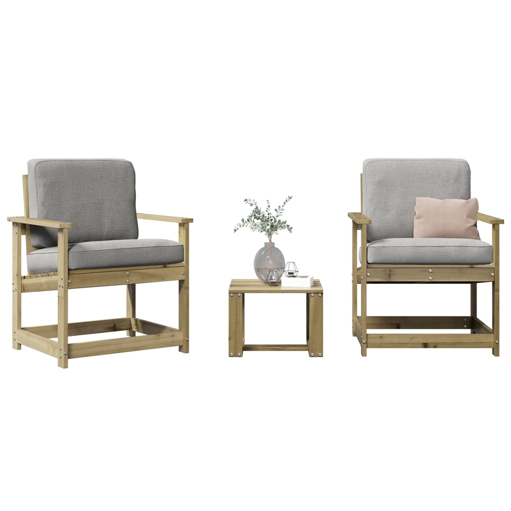3-Tlg. Garten-Lounge-Set Kiefernholz Imprägniert