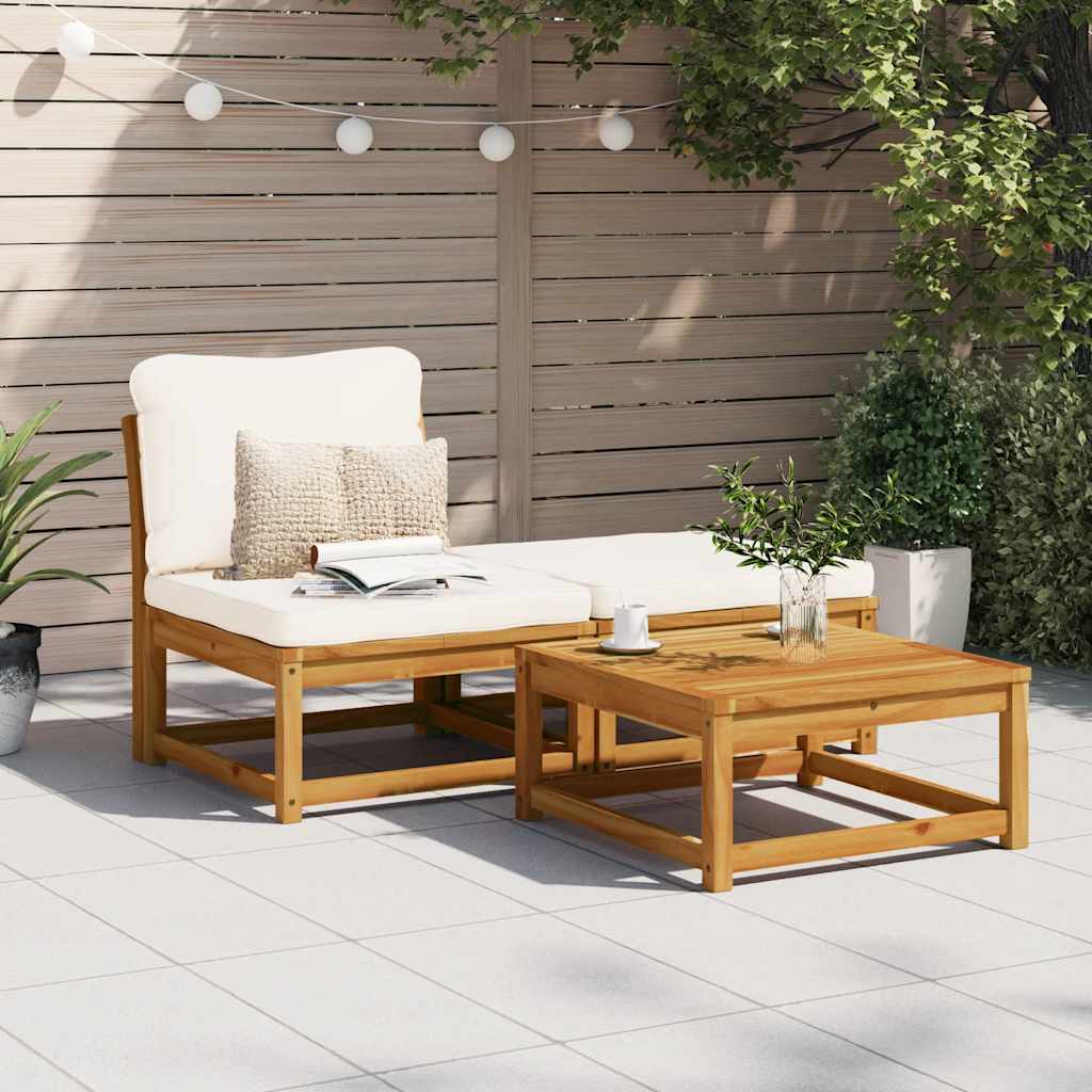 2-Tlg. Garten-Lounge-Set Mit Kissen Massivholz Akazie