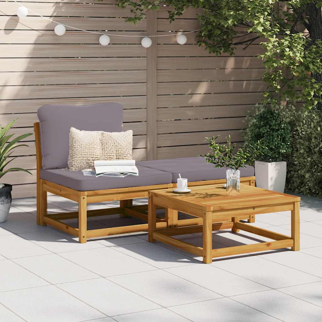 2-Tlg. Garten-Lounge-Set Mit Kissen Massivholz Akazie