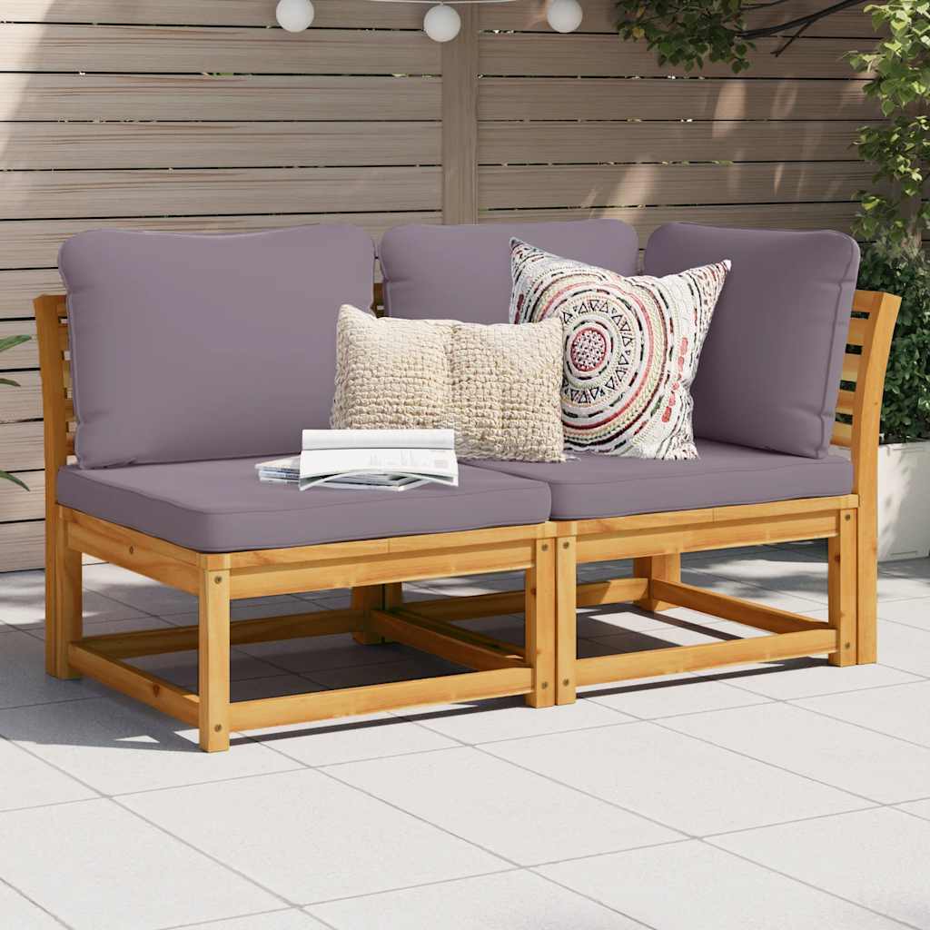 2-Tlg. Garten-Lounge-Set Mit Kissen Massivholz Akazie