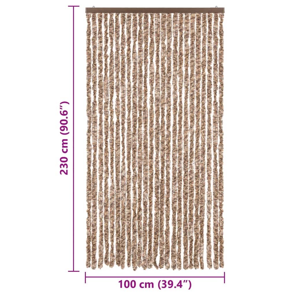 Fliegenvorhang Chenille Beige Und Dunkelbraun