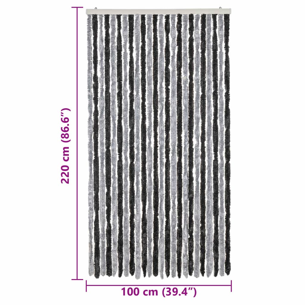 Fliegenvorhang Chenille Grau Und Schwarz