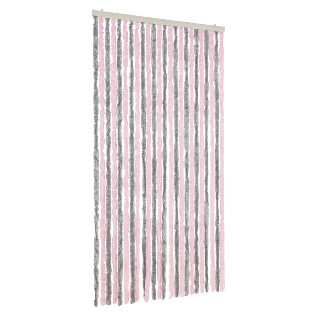 Fliegenvorhang Silber Chenille Grau Und Rosa