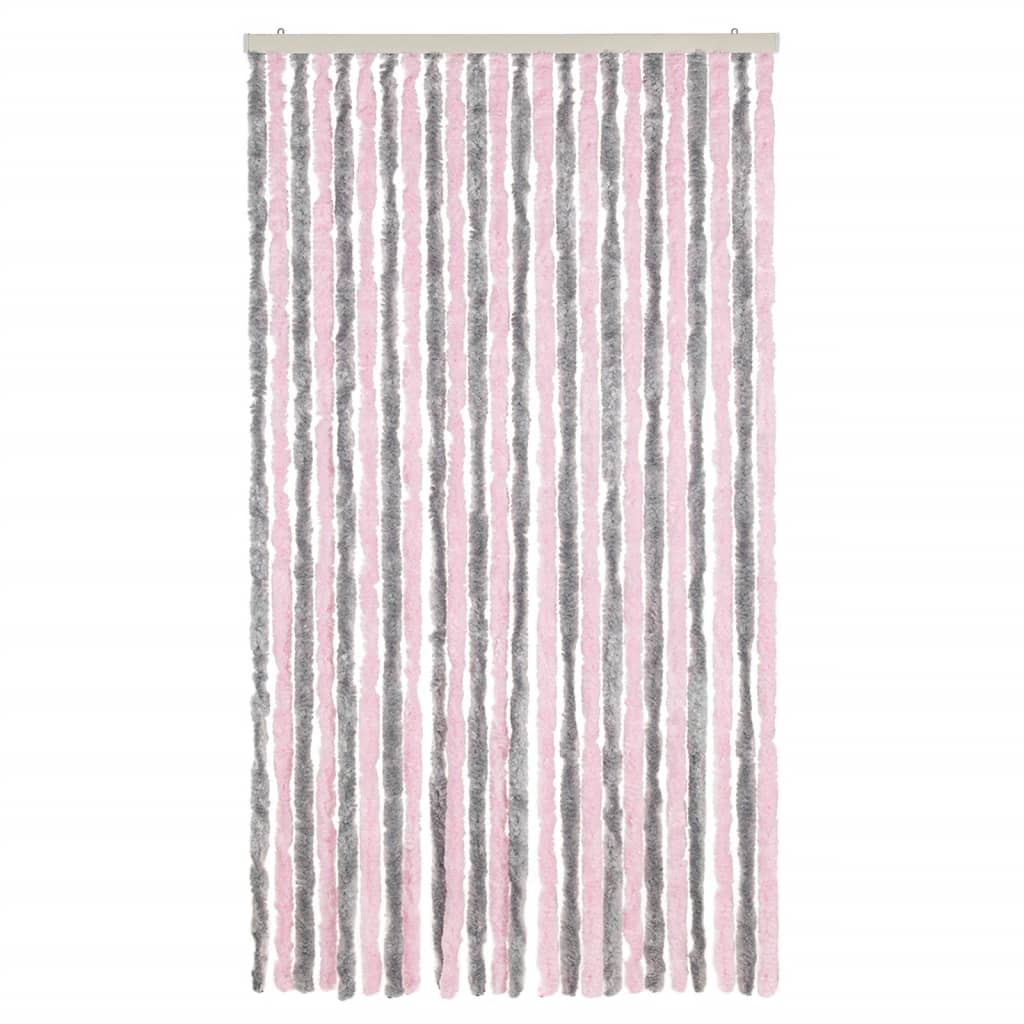 Fliegenvorhang Silber Chenille Grau Und Rosa
