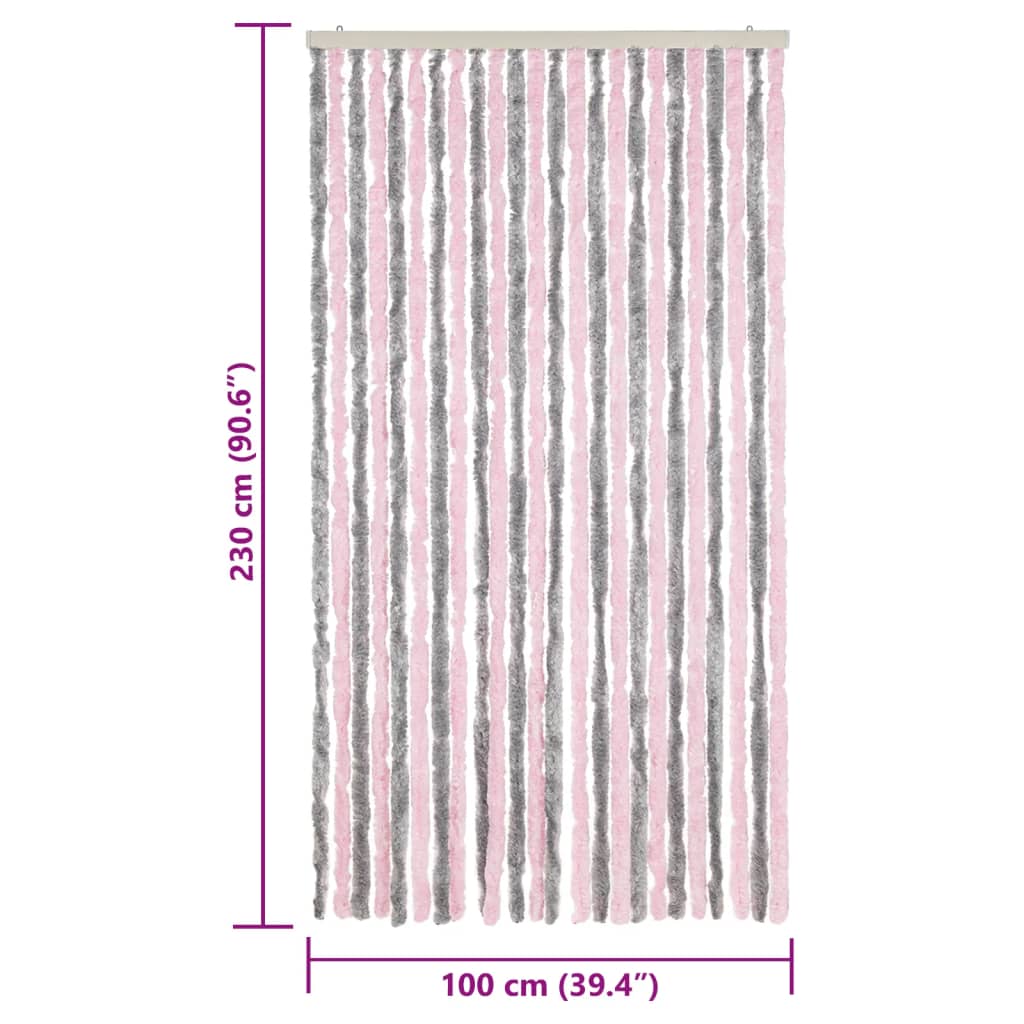 Fliegenvorhang Silber Chenille Grau Und Rosa