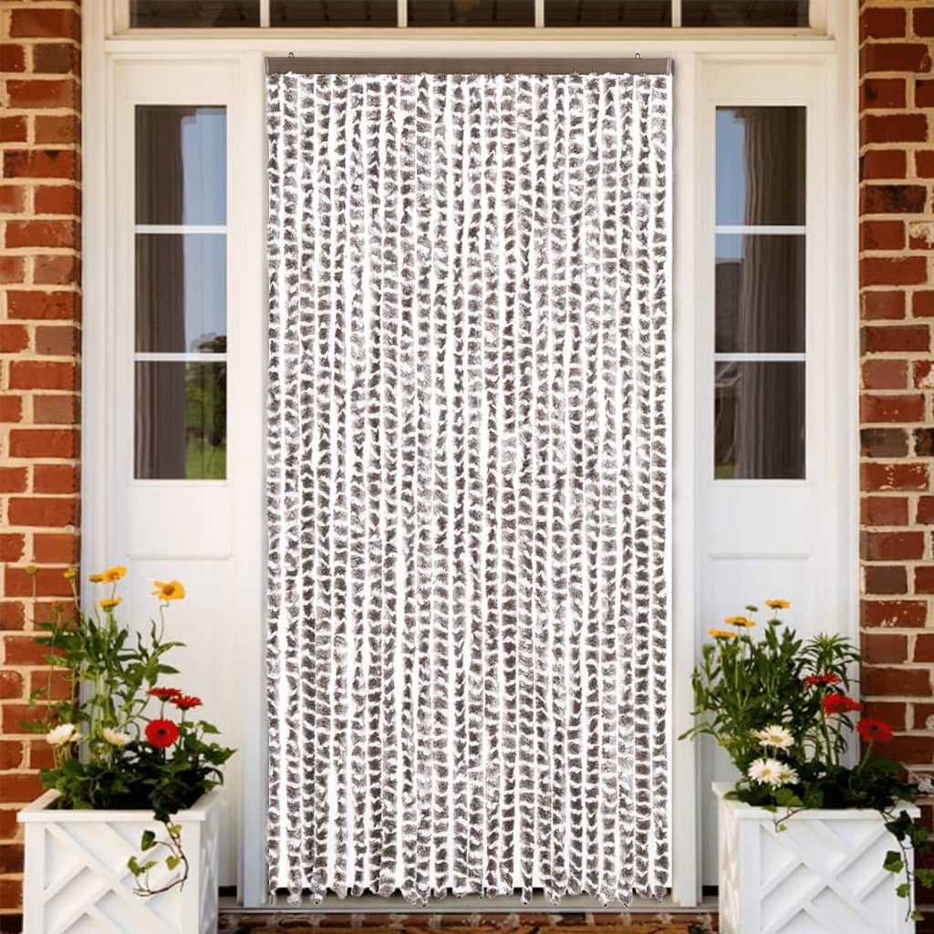 Insektenschutz-Vorhang Chenille Taupe Und Weiß