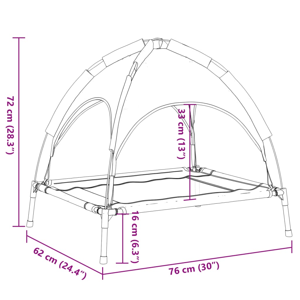 Hundeliege Mit Dach Anthrazit Oxford-Gewebe Und Stahl