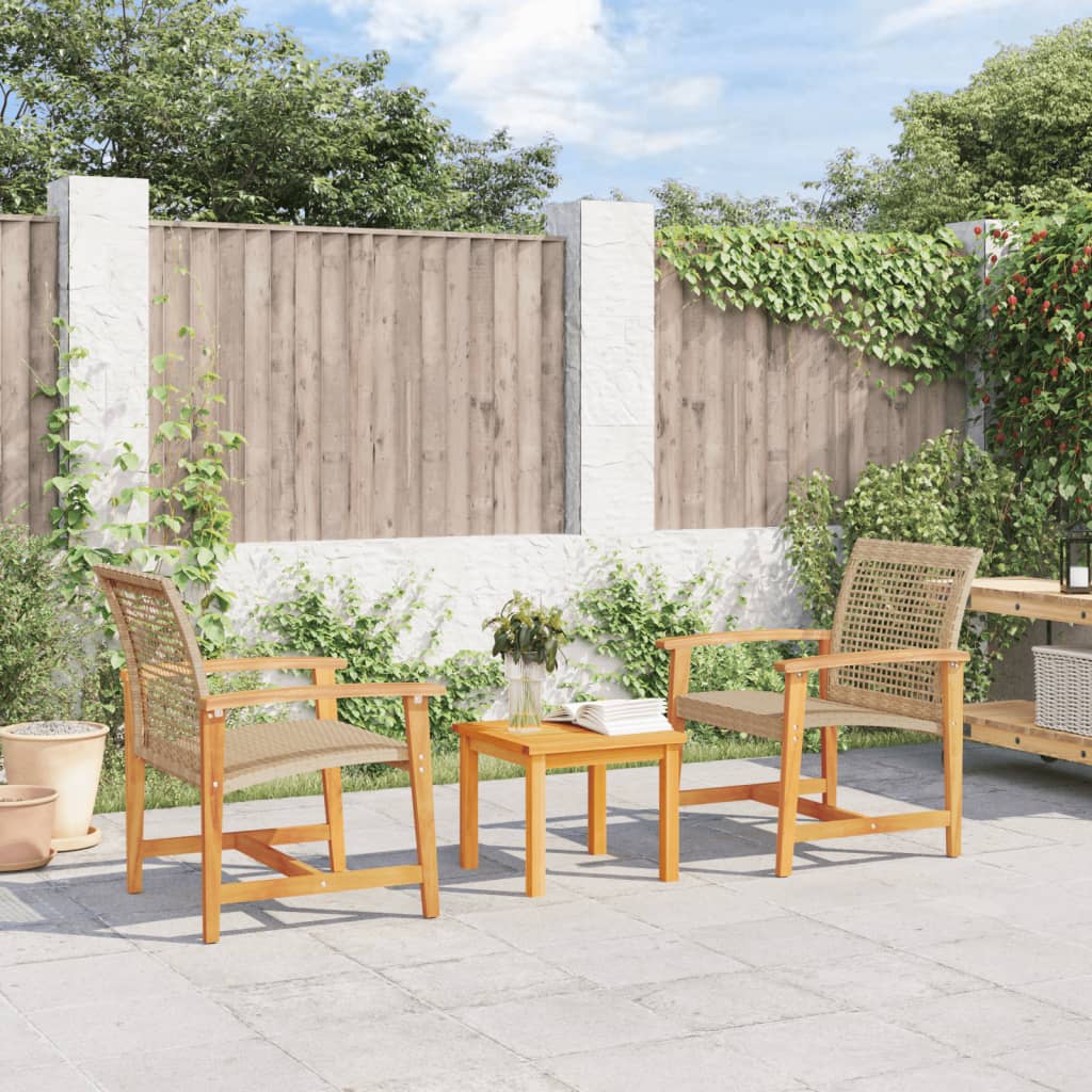 5-Tlg. Garten-Lounge-Set Poly Rattan Und Akazienholz