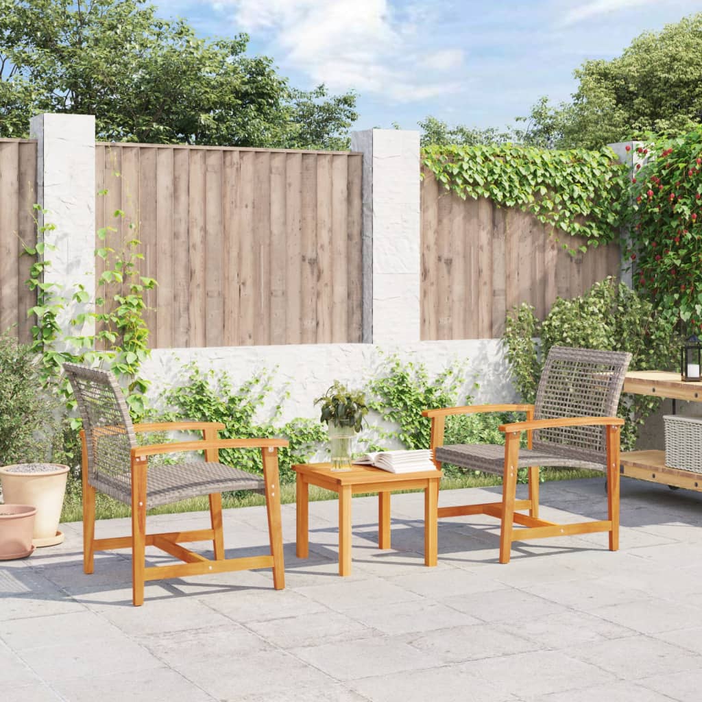 5-Tlg. Garten-Lounge-Set Poly Rattan Und Akazienholz