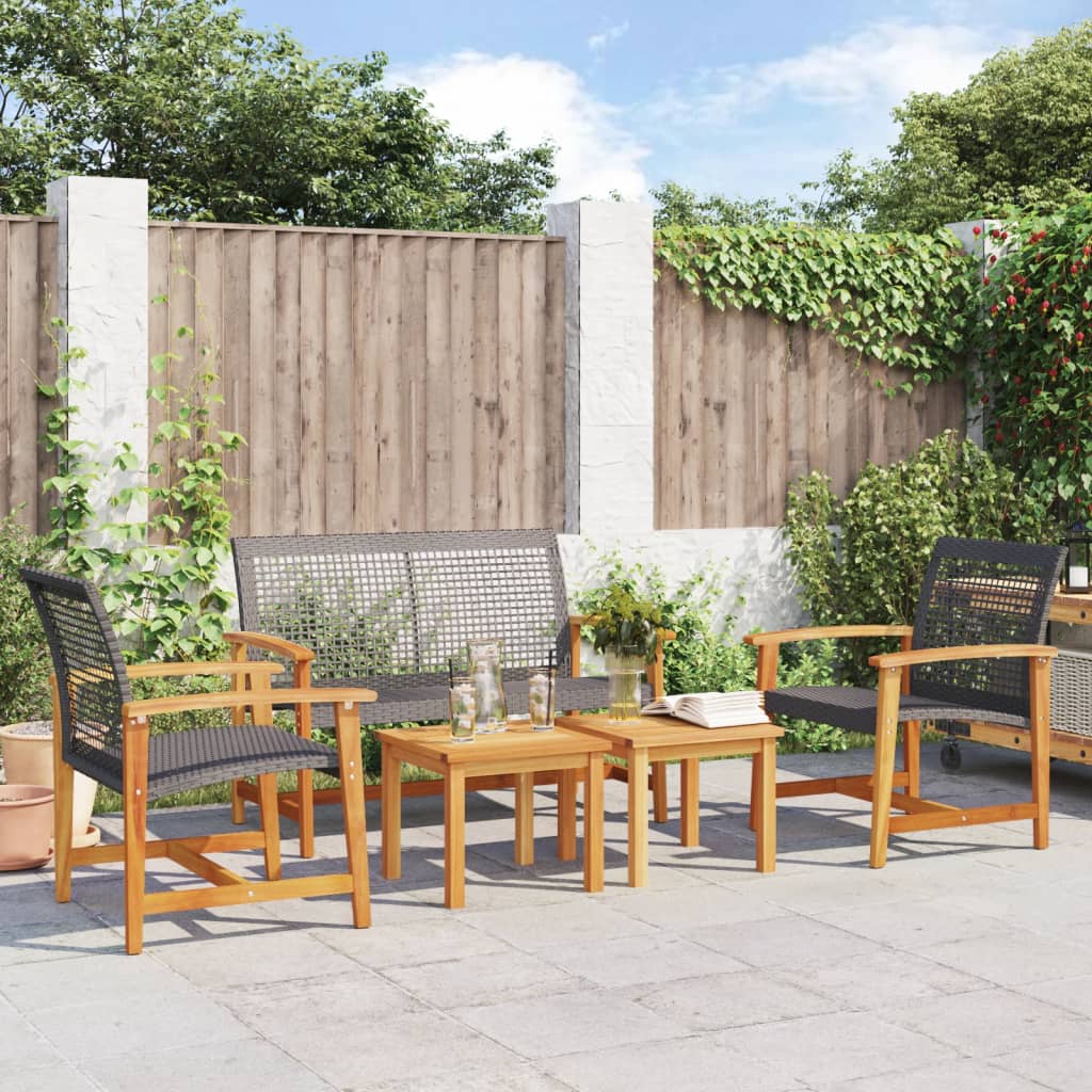 5-Tlg. Garten-Lounge-Set Poly Rattan Und Akazienholz